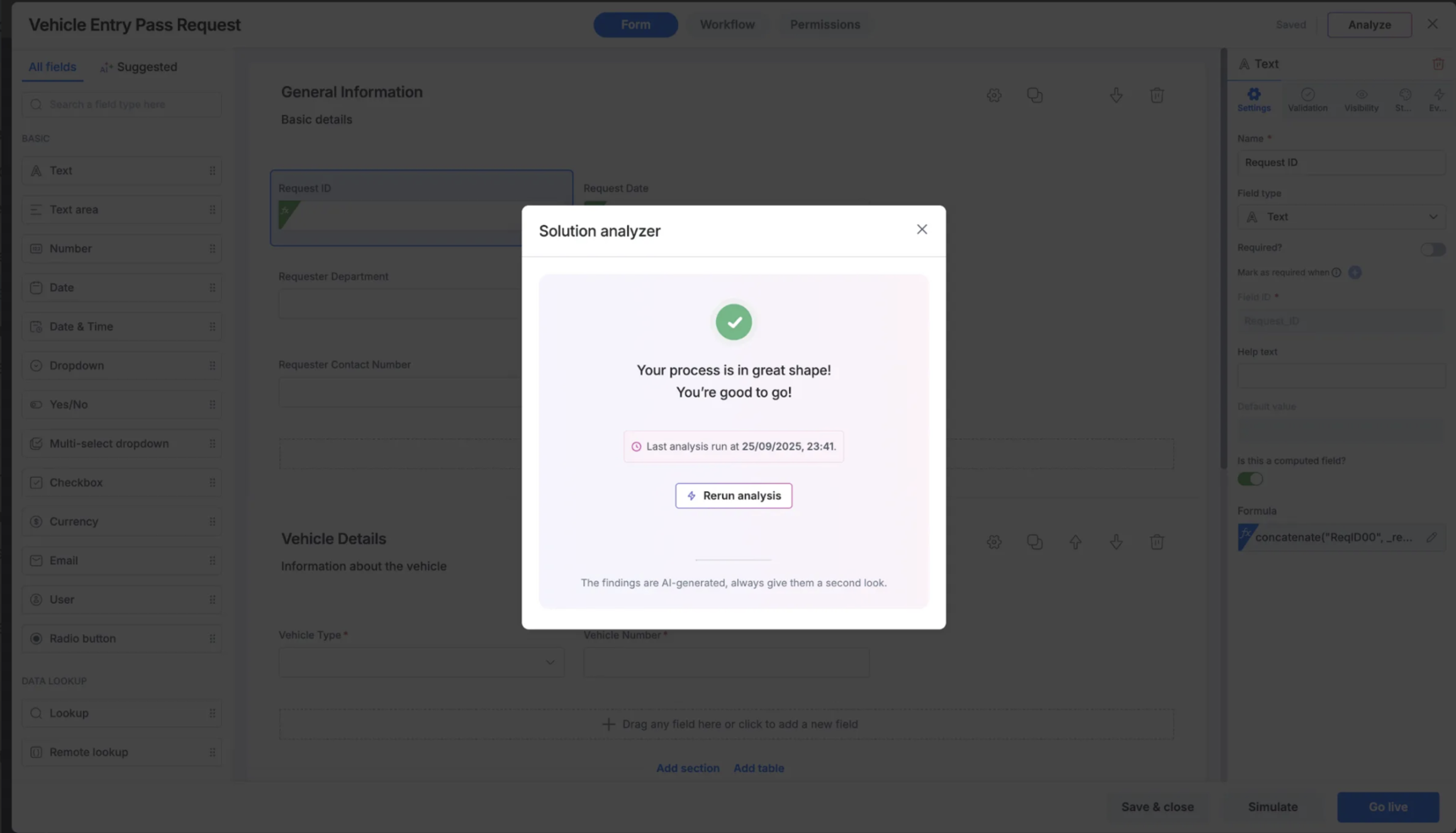 Solution analyzer showing a success message with no issues found