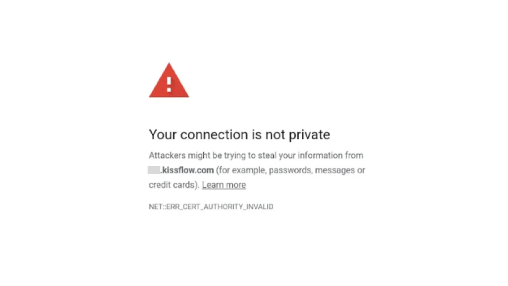 SSL error shown in a browser