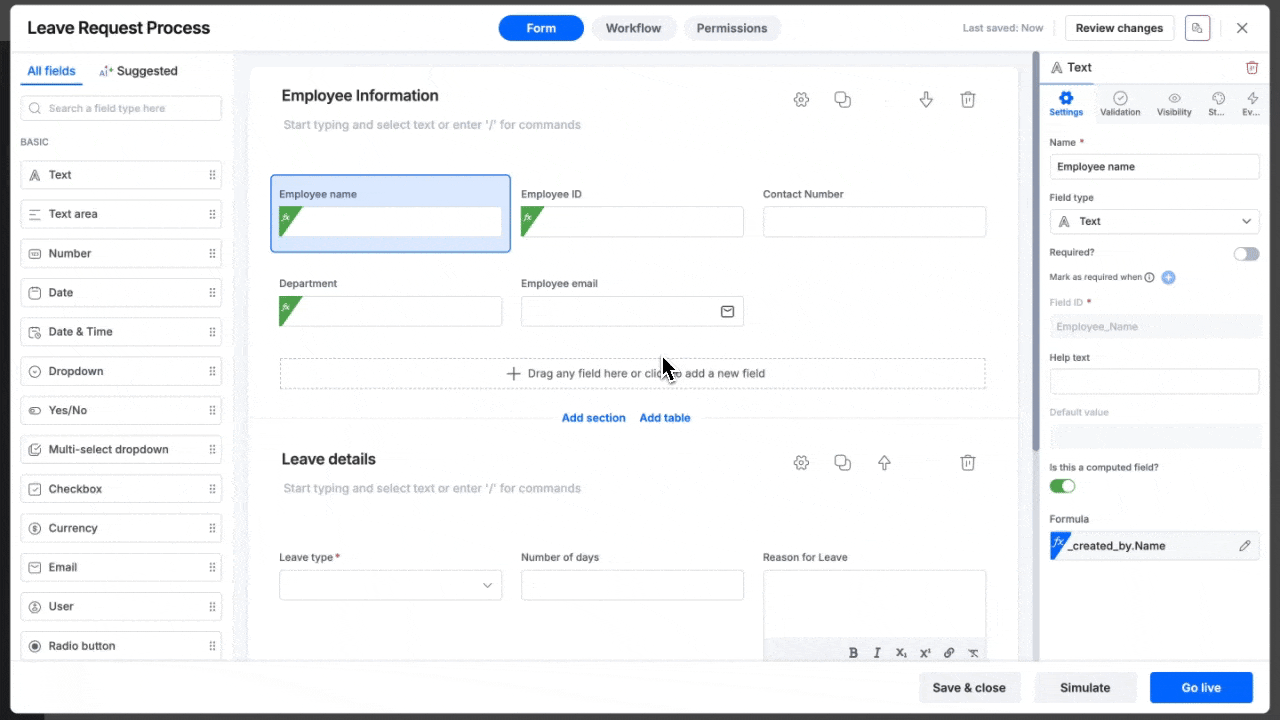 Go live confirmation pop-up with the option to review changes before publishing