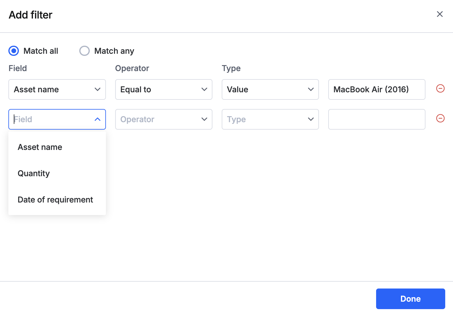 Adding a filter to a table used for initiating dependent items
