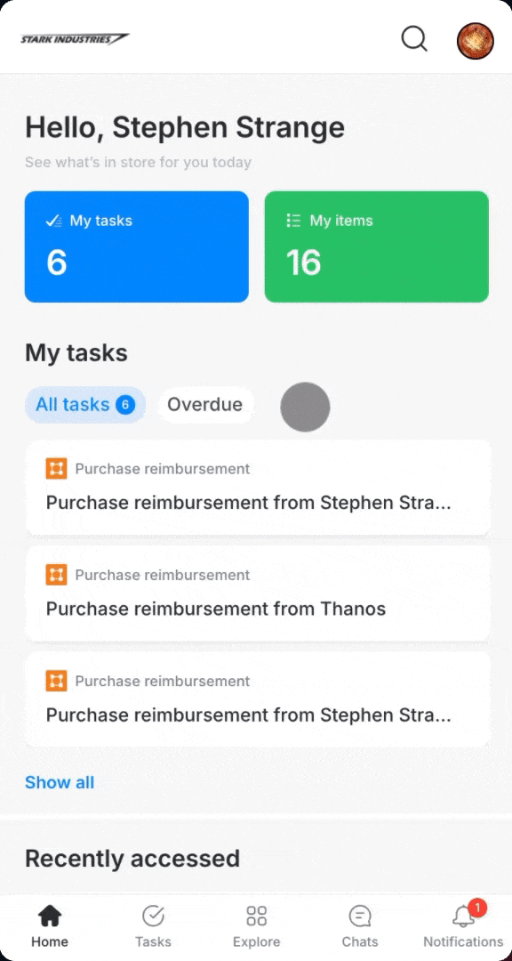 Withdraw, Reassign, and More options actions on an item opened from My items