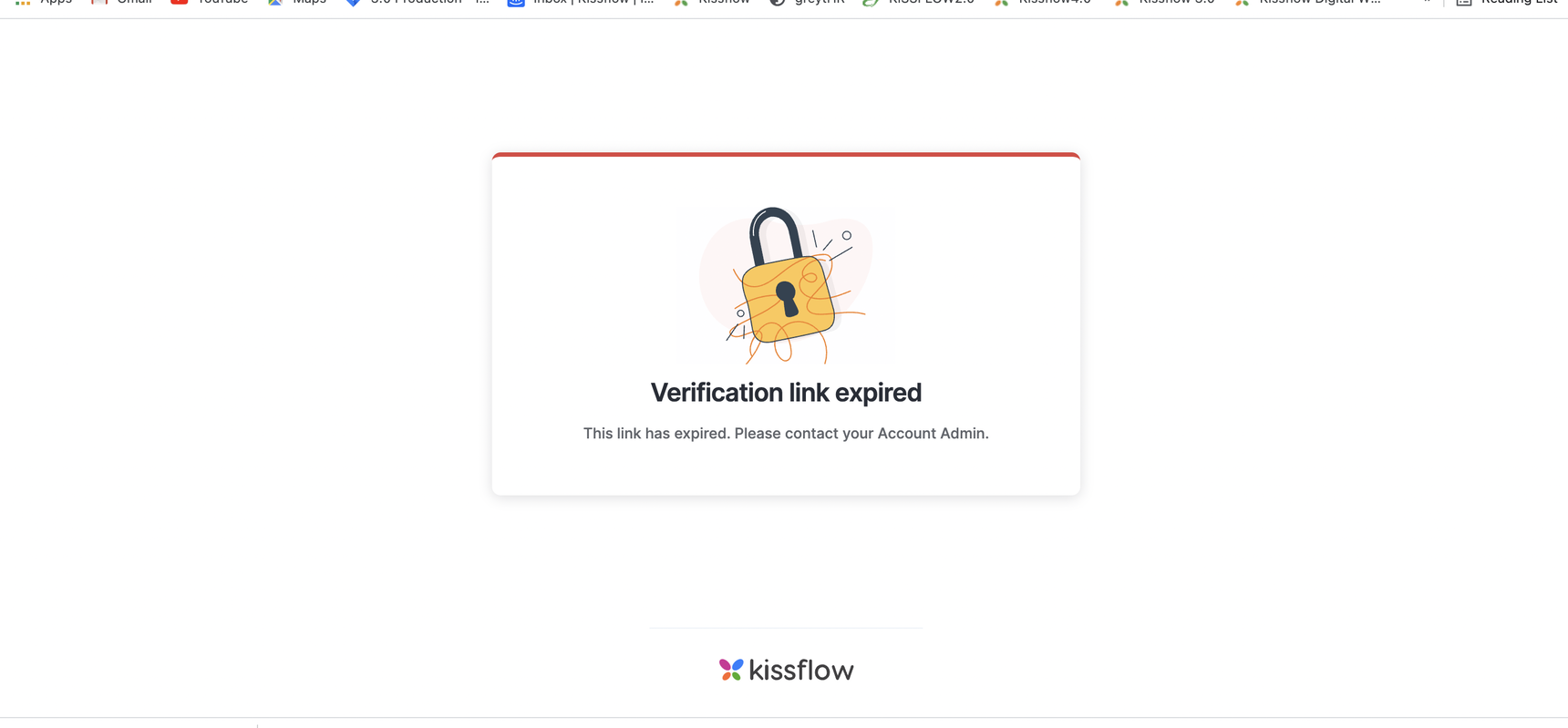 Mensaje de error "Enlace de verificación caducado"