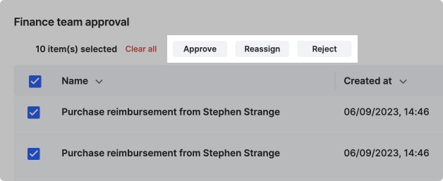 Multiple items selected in Assigned items with the bulk action bar visible