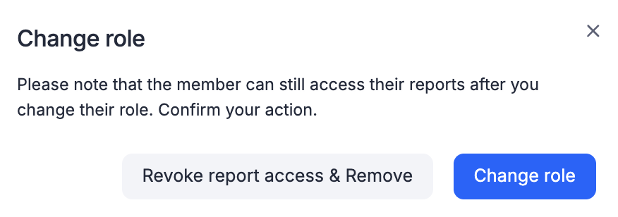 Alert message shown when changing a member's role