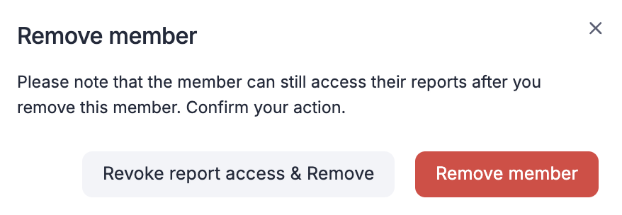 Alert message shown when removing a member from a process