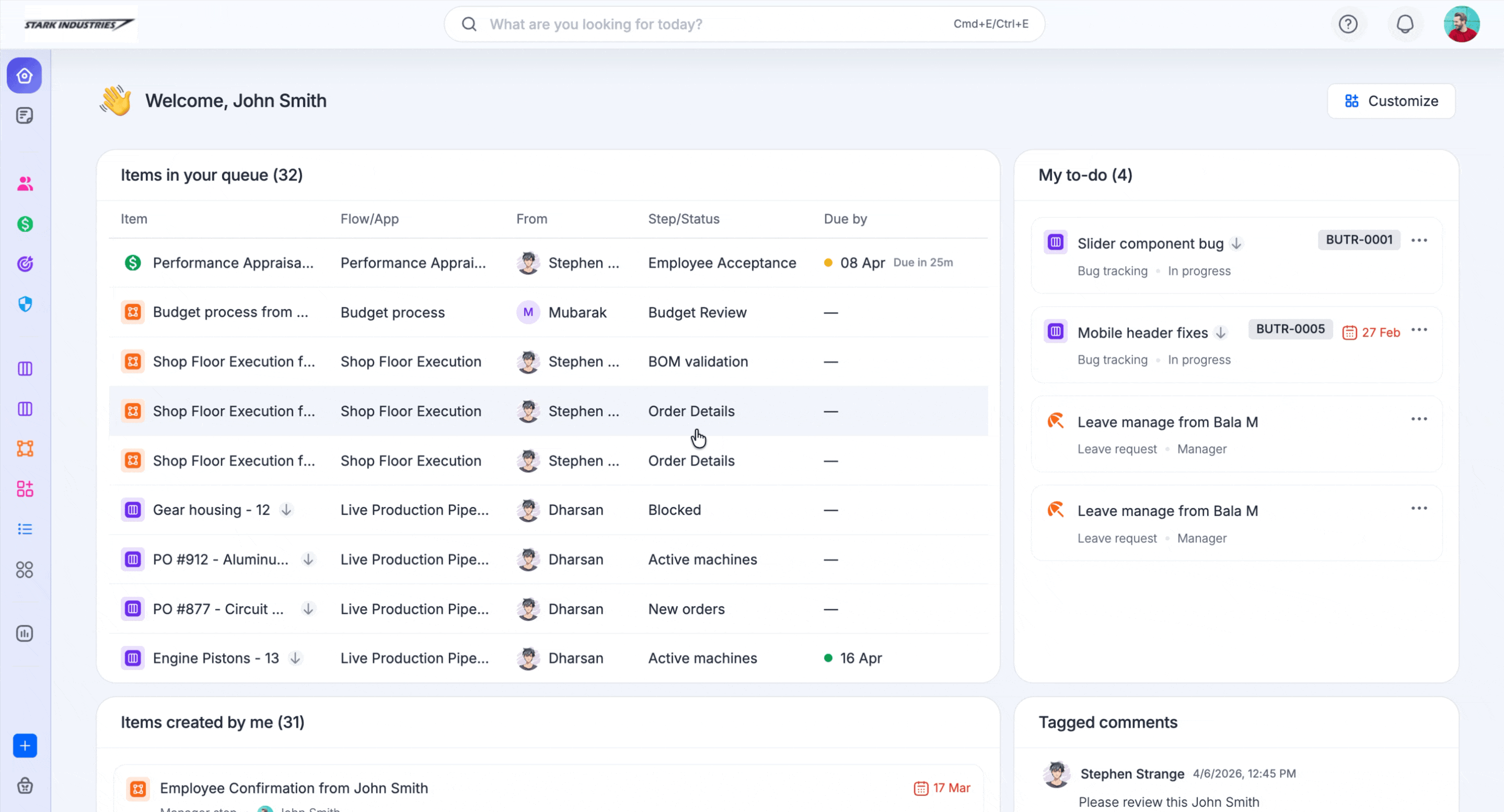 Cómo marcar un elemento como tarea pendiente desde su encabezado y cómo aparece en My to-do